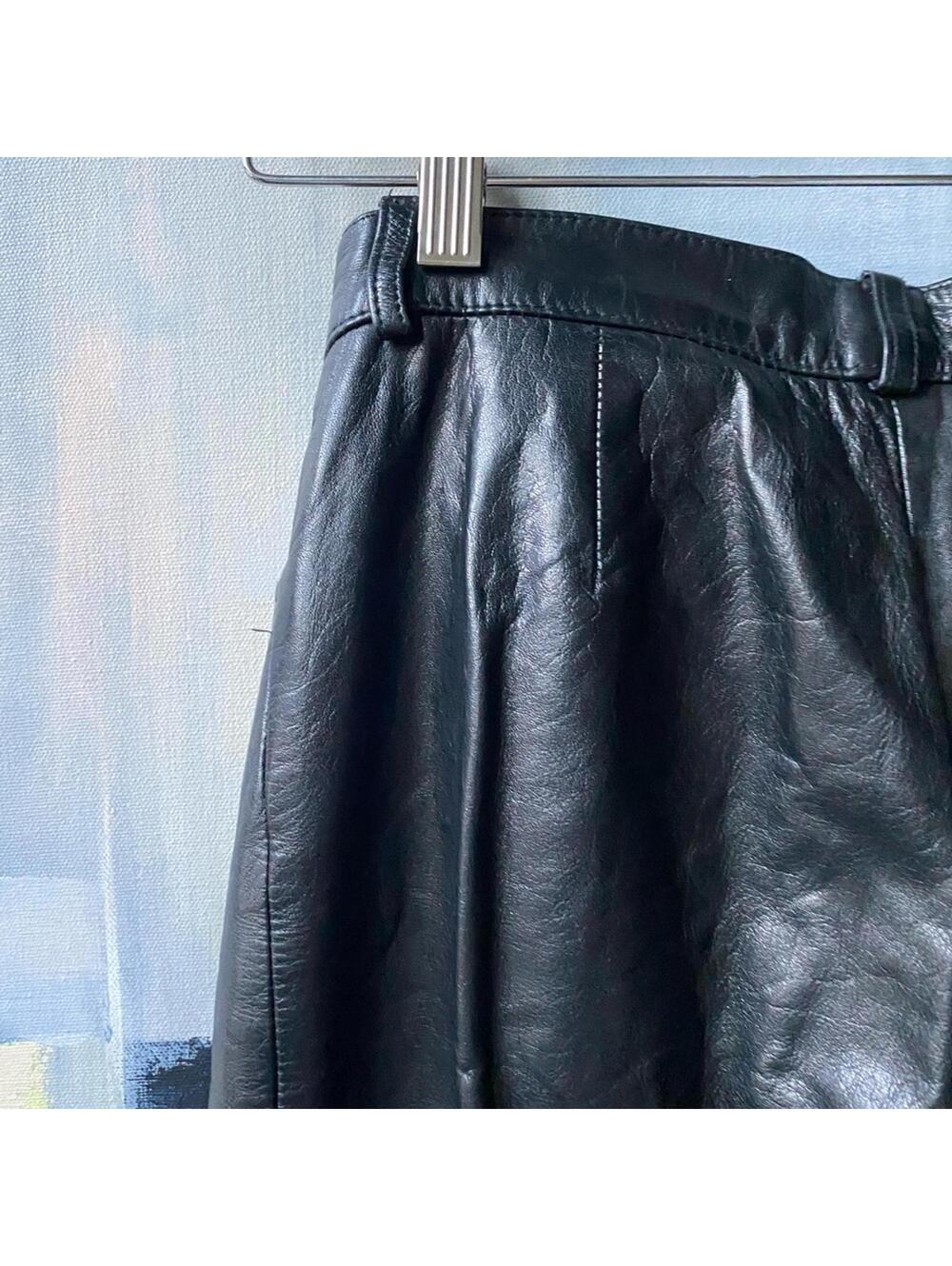 Vintage MIKAI Black Leather Pants High Waist Straight Leg 6 - Picture 6 of 9
